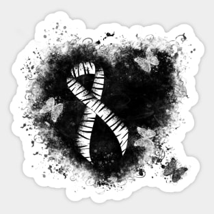 Zebra Ribbon Grunge Heart Sticker